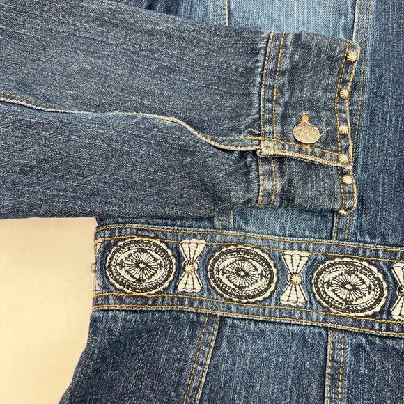 Gordon James Blue Embroidered Button-Up Denim Jacket | Size L - Picture 8 of 8